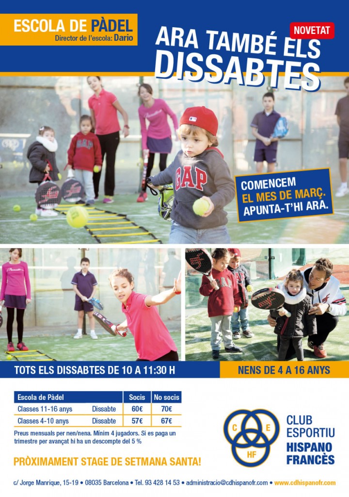 21 de Març: Iniciem l'Escola de Pàdel per a nens/es